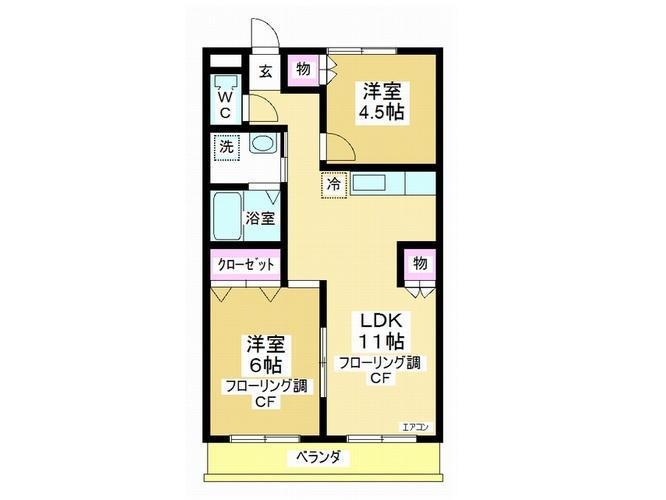 喜修コーポ(2LDK/3階)の間取り写真