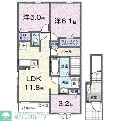 カーム エレガント(3LDK/2階)の間取り写真