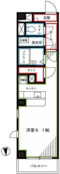 一葉松PHASE・2(ワンルーム/8階)の間取り写真