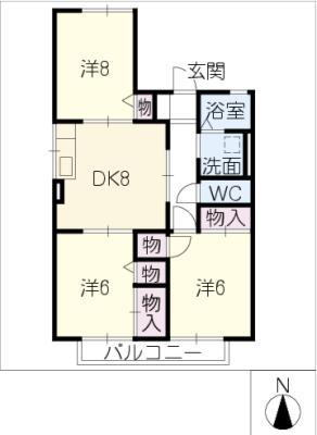 セジュール萩(3DK/2階)の間取り写真