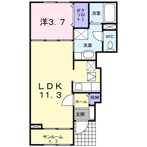 プライア五月I(1LDK/1階)の間取り写真