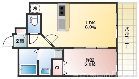 CITY SPIRE十三東(1LDK/8階)の間取り写真