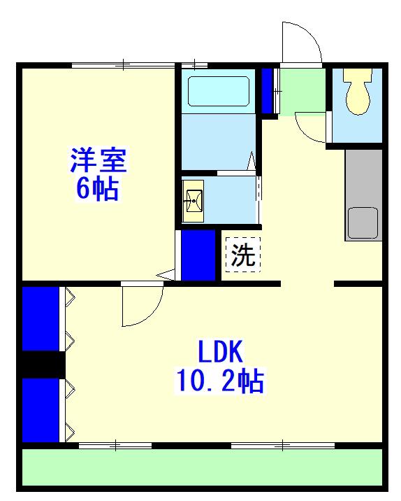グリーンバーン(1LDK/1階)の間取り写真