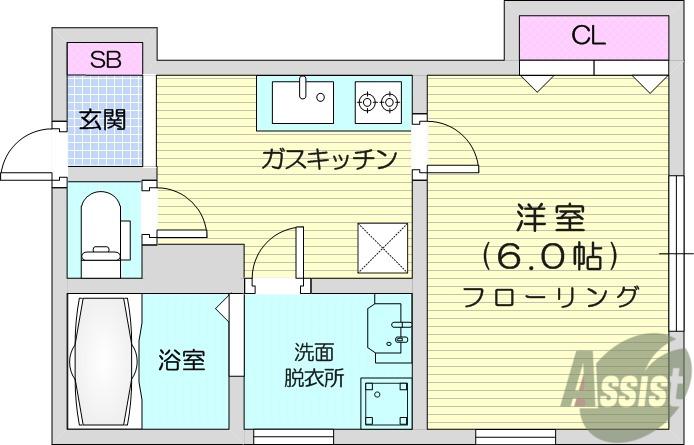 STクラウド3(1K/2階)の間取り写真