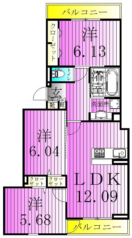 LA MAISON DU BONHEUR(3LDK/2階)の間取り写真