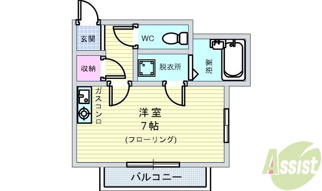 シャンピア蛍(ワンルーム/2階)の間取り写真
