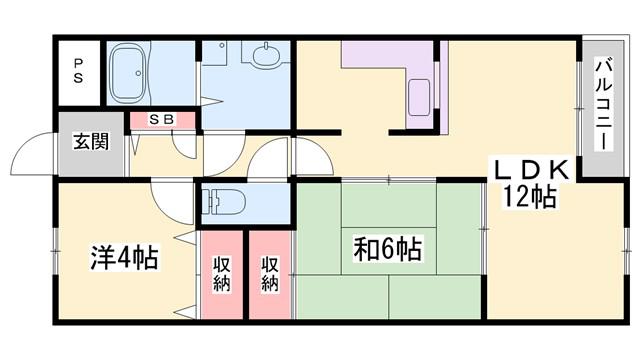アインツ曽根(2LDK/3階)の間取り写真