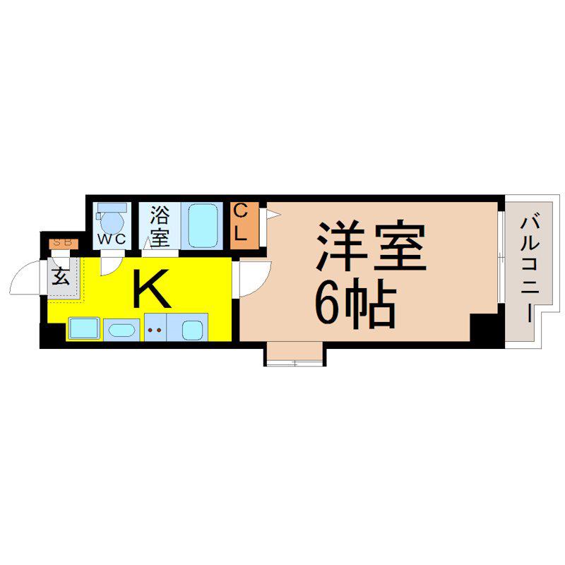 BASIC 2000(1K/2階)の間取り写真