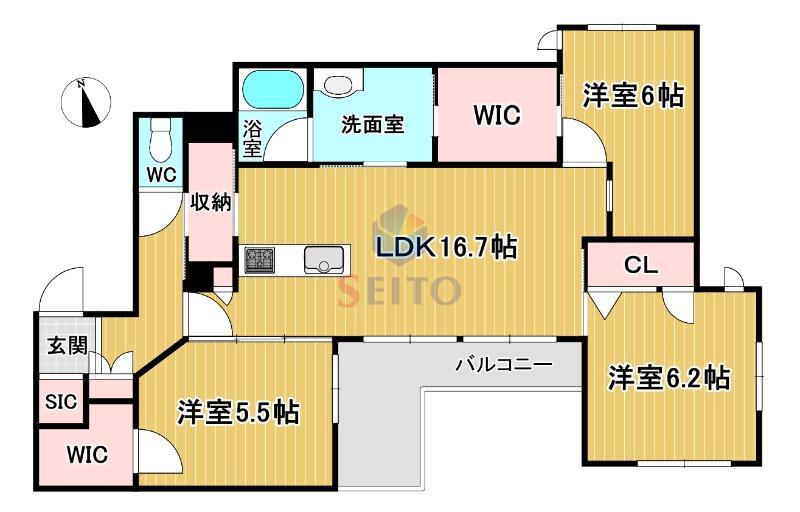 エトルミエール サクラ(3LDK/2階)の間取り写真