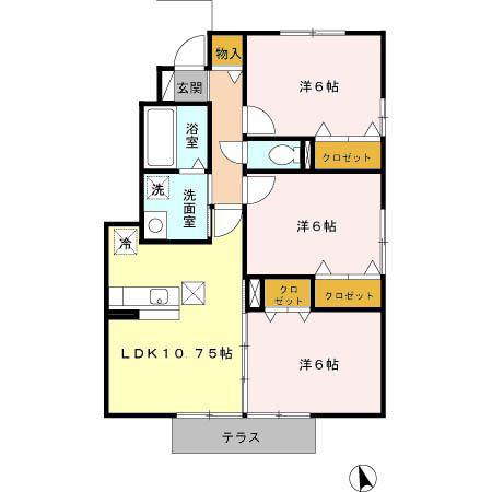 ドエル A(3LDK/1階)の間取り写真