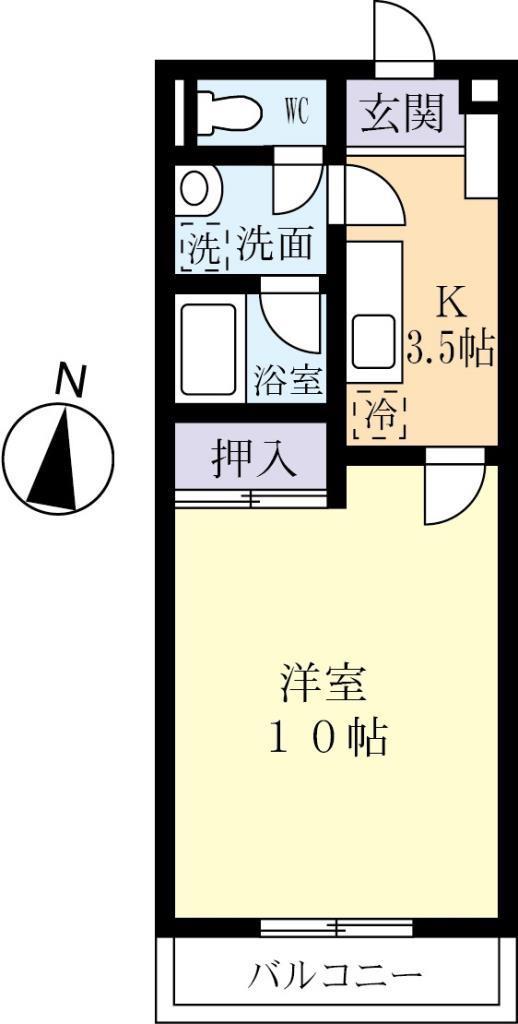 サンロードKAWAI(1K/4階)の間取り写真