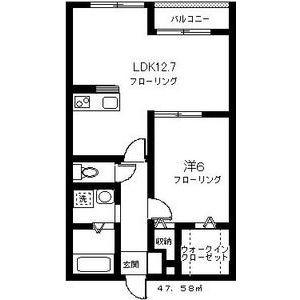 ピーチブロッサム(1LDK/1階)の間取り写真