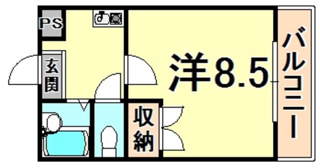 カサ・カルロサII(1K/3階)の間取り写真