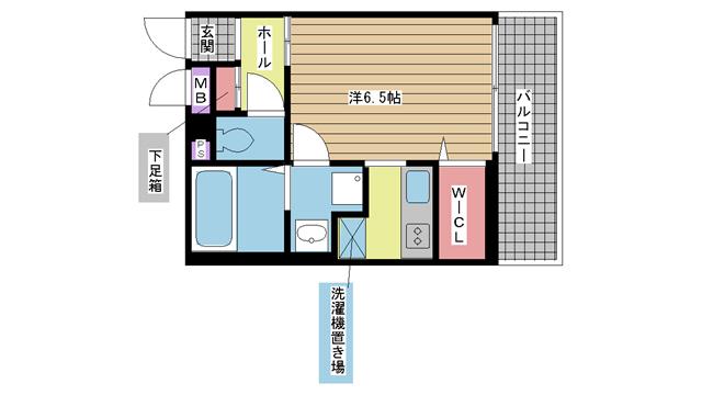 ウオームスヴィル神戸元町JP(1K/3階)の間取り写真