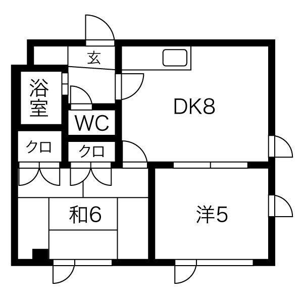 ダイユウハイツ伏古(2DK/3階)の間取り写真