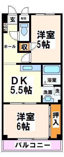 パストラル府中(2DK/3階)の間取り写真