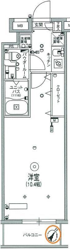 スカイコートパレス押上III(1K/5階)の間取り写真