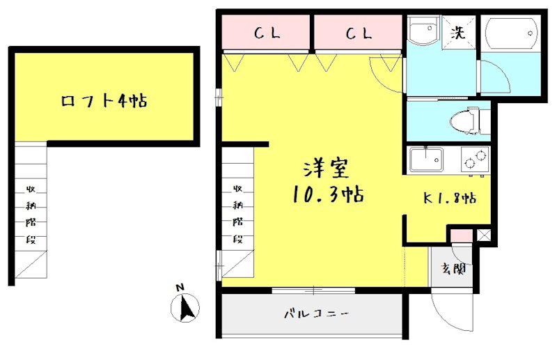 東武東上線 和光市駅 徒歩5分 2階建 築12年(1K/1階)の間取り写真