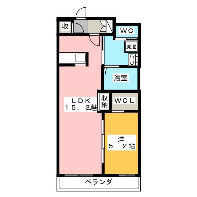 ドルセ エスト横浜(1LDK/3階)の間取り写真