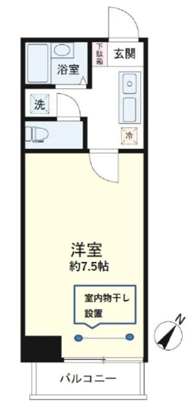 山王ハマセイホウ(1K/3階)の間取り写真