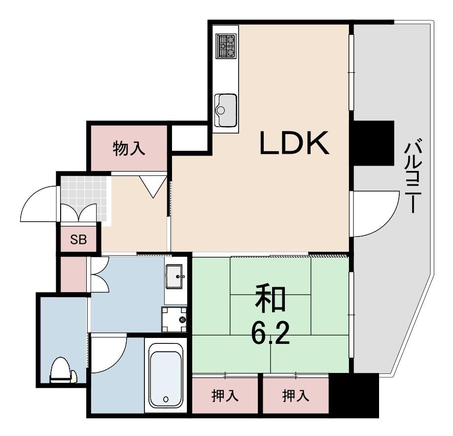 エイジングコート三宮(1LDK/10階)の間取り写真
