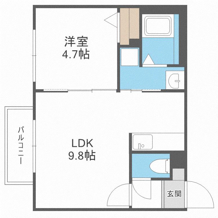 HTS東札幌(1LDK/3階)の間取り写真