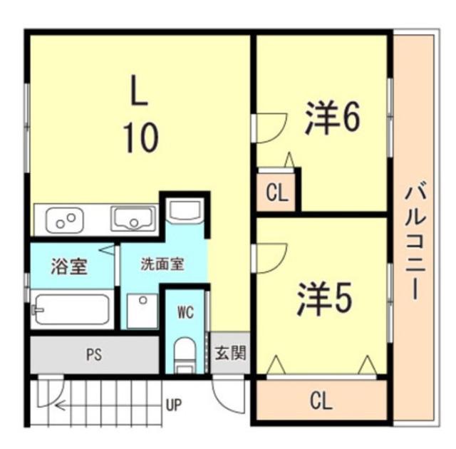 高津橋農住団地D棟(2LDK/5階)の間取り写真