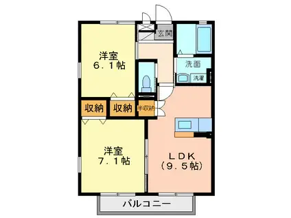 サニーハウスT(2LDK/1階)の間取り写真