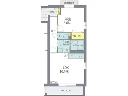グリーンヒルズウエストI(1LDK/4階)の間取り写真
