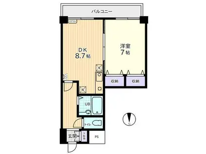 信開グラビス城川原(1LDK/6階)の間取り写真