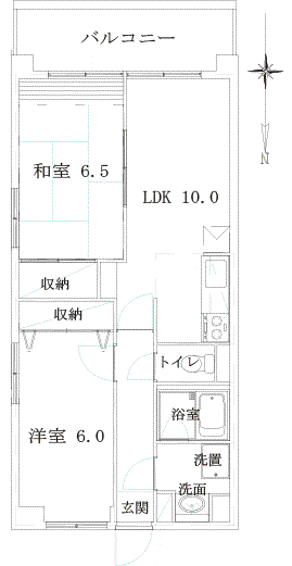 天神下淑徳グリーンハイム(2LDK/2階)の間取り写真