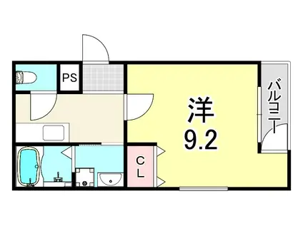 フジパレス東園田(1K/1階)の間取り写真