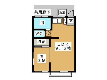 ハイツアラキ(ワンルーム/2階)の間取り写真