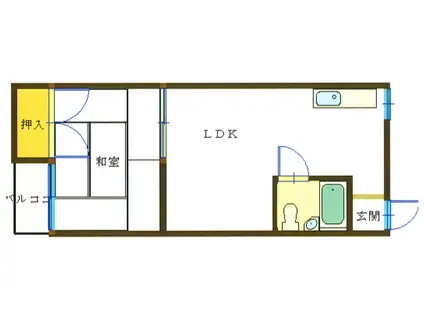 エスポワールカヤノII(1LDK/3階)の間取り写真