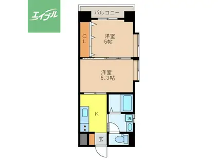 スカイコート西山(2K/4階)の間取り写真