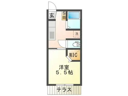 メゾンシャルマンB(1K/1階)の間取り写真