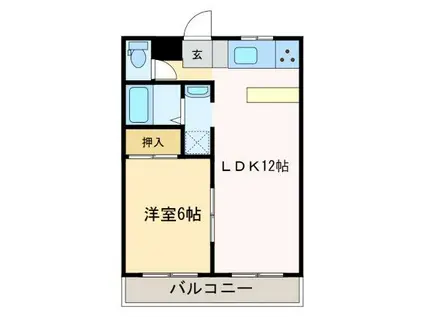 カサーナ新須賀(1LDK/2階)の間取り写真