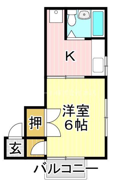 ツジハイツ(1K/1階)の間取り写真