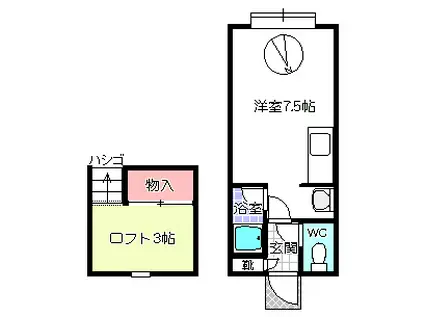 インペリアル寺田(ワンルーム/2階)の間取り写真