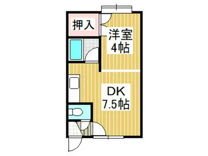 シングルエース(1DK/1階)の間取り写真
