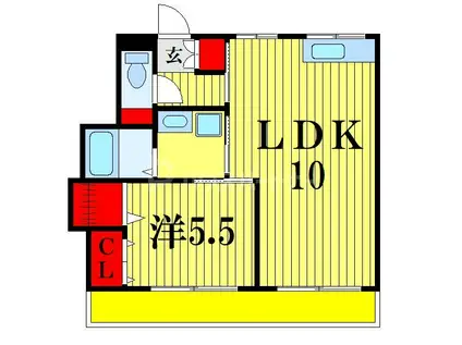 関コーポ(1LDK/3階)の間取り写真