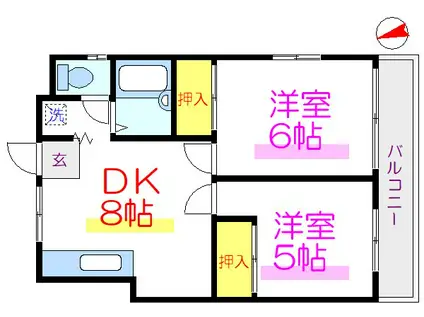 コーポ石井(2DK/1階)の間取り写真