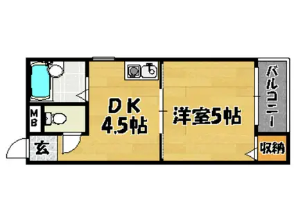 KSハイムI(1DK/4階)の間取り写真