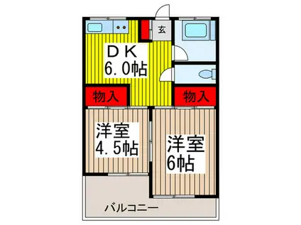 南浦和コーポ(2DK/3階)の間取り写真