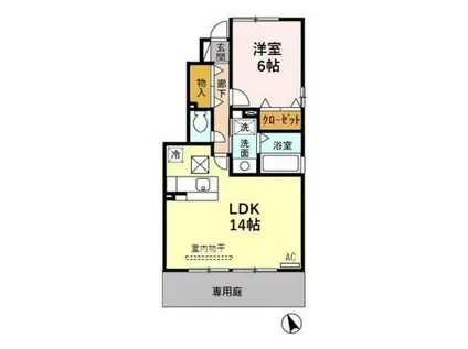 ローズコートK(1LDK/1階)の間取り写真