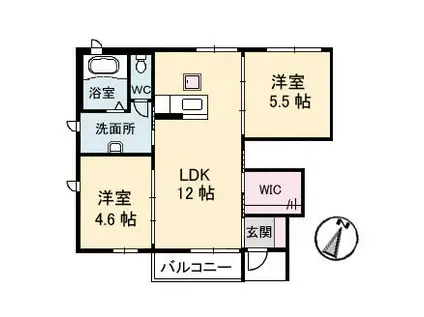 シャーメゾン ファミール(2LDK/1階)の間取り写真
