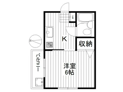 吉野ハイツ(1K/2階)の間取り写真