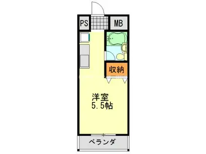 ロザール東千葉(ワンルーム/3階)の間取り写真