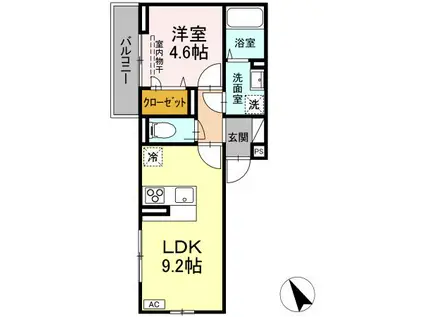 フォース(1LDK/2階)の間取り写真