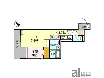 D-RESIDENCE東田町(1LDK/2階)の間取り写真